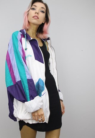 VINTAGE 80S/90S OVERSIZED COLOURFUL SHELL WINDBREAKER JACKET