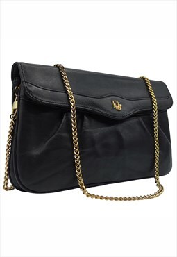 Vintage Dior Vintage Shoulder Bag Oblique logo Black Leather