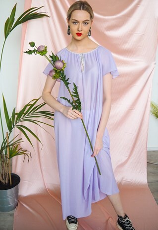 VINTAGE LILAC SMOCK MAXI DRESS