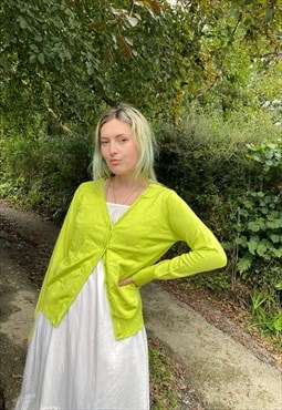 Vintage Size M Knitted Neon Cardigan in Lime Green