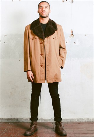 VINTAGE FAUX FUR COLLAR WINTER COAT