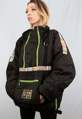 VINTAGE 90S OVERSIZED 1/4 ZIP PULL OVER JACKET COAT