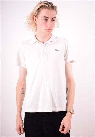 LACOSTE MENS VINTAGE POLO SHIRT XS WHITE 90S