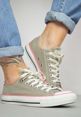 VINTAGE 90S CONVERSE GREY & PINK SHOES TRAINERS PREPPY RETRO