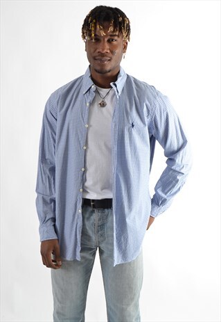 BLUE RALPH LAUREN CHECKERED SHIRT RL9641