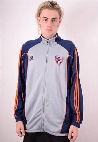 ADIDAS MENS VINTAGE TRACKSUIT TOP JACKET XXL BLUE 90S