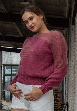 VINTAGE RETRO PINK VERY SOFT COSY JUMPER