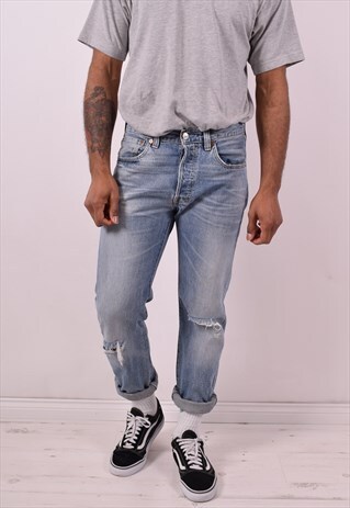 LEVI'S 501 MENS VINTAGE JEANS W32 L32 BLUE 90S