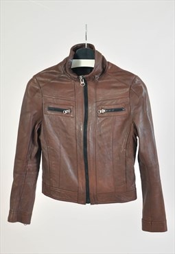 Vintage 00s real leather jacket in brown