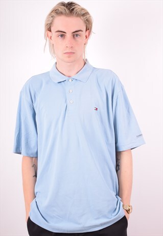 TOMMY HILFIGER MENS VINTAGE POLO SHIRT XL BLUE 90S