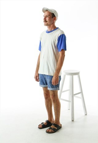 WHITE AND BLUE TSHIRT / MEN SMALL TEE