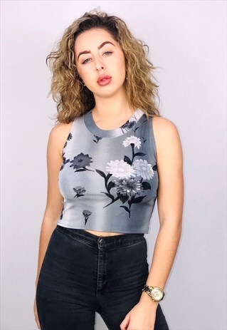VINTAGE REWORKED FLOWER CROP TOP