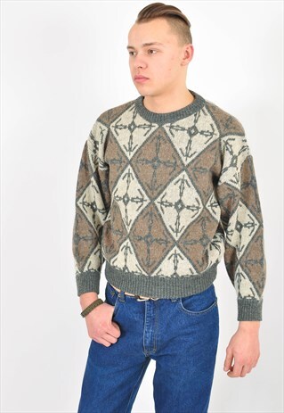 VINTAGE 80'S JUMPER IN ABSTRACT PRINT