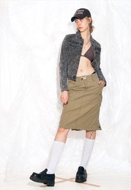 Vintage Y2K G-Star Raw Cargo Skirt in Khaki with Slit Zips