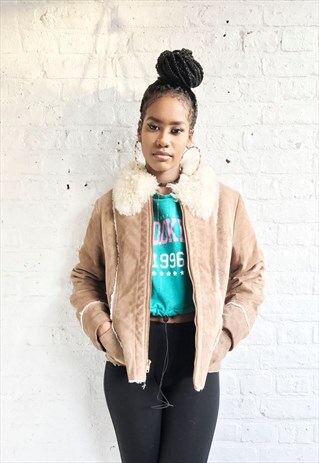 SHEARLING AVIATOR JACKET/COAT WITH FLEECE LINING (1990'S)