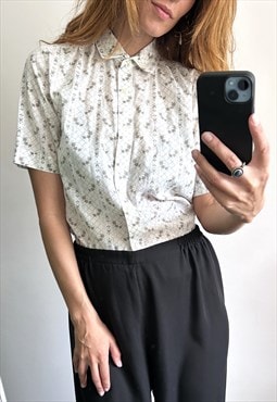 Vintage White Floral Shirt / Top