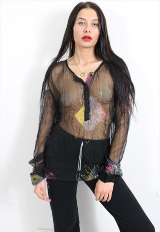 1970'S TIE DYE SHEER SILK TOP