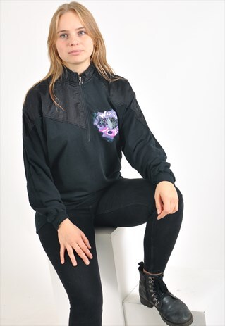 VINTAGE 90'S 1/4 ZIP JUMPER IN BLACK