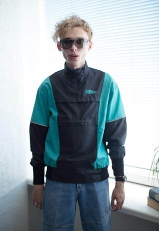 VINTAGE 90'S BLACK/GREEN SHELL JACKET