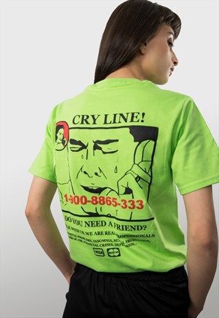 CRY LINE LIME GRAPHIC T-SHIRT