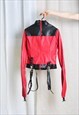 Y2K RED BLACK FAUX LEATHER GOTHIC SUBVERSIVE RACING JACKET