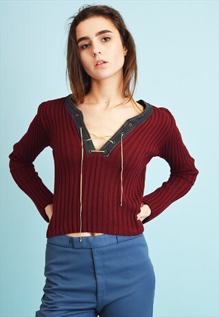 90'S RETRO KNIT GRUNGE TEEN JUMPER TOP