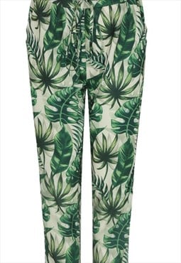 Tropical Printed Trousers In White
