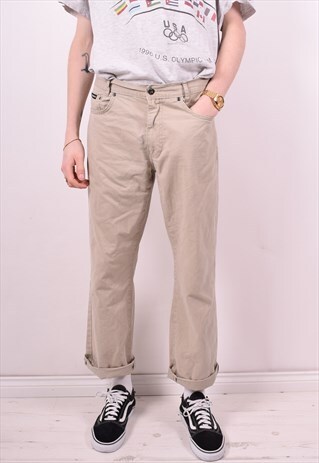 YVES SAINT LAURENT MENS VINTAGE TROUSERS W32 L30 BEIGE 90'S