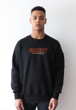BLACK EMBROIDERED LOGO SWEATSHIRT