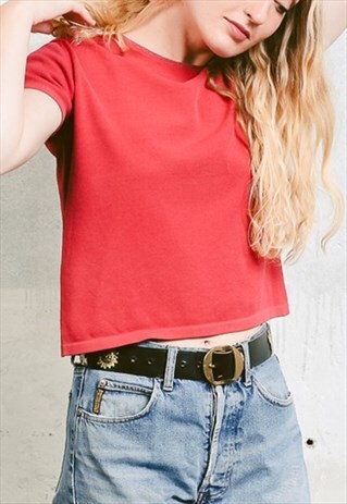 VINTAGE 90S KNIT T-SHIRT CROP TOP