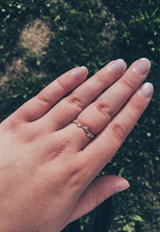 CZ STUDDED GOLD RING