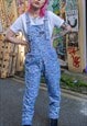 Sugar sloth pastel blue all over print baggy dungarees 