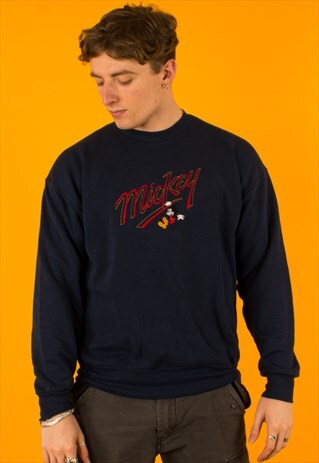 VINTAGE 90S NAVY MICKEY MOUSE DISNEY SWEATSHIRT