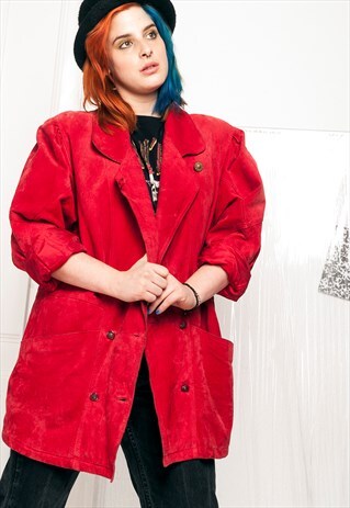 80S VINTAGE SUEDE LEATHER JACKET IN RED