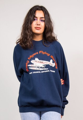 VINTAGE 90'S NAVY FLYING CANADA SWEATSHIRT JUMPER