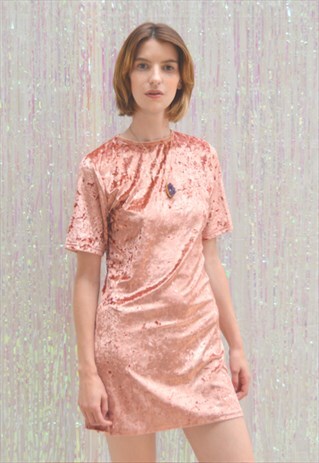 BLUSH VELVET T-SHIRT DRESS