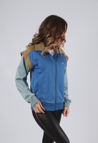 RARE ADIDAS 80'S TRACKSUIT TRACK TOP JACKET UK 12 (BKBL)