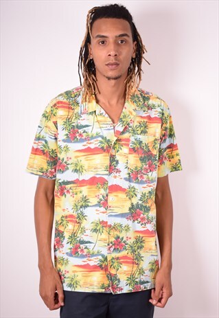MENS VINTAGE HAWAIIAN SHIRT LARGE MULTI 90S