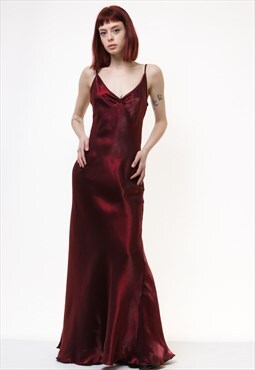 Evening Red Metallic Maxi Long Sleeveless Dress 5021