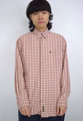VINTAGE 90S TIMBERLAND RED/CREAM CHECK SHIRT
