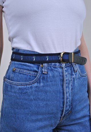 90S GOLD BELT, VINTAGE SPORT PRINT CASUAL HOLIDAYS BELT