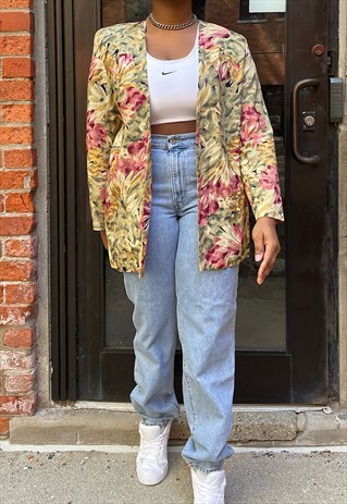 VINTAGE 80S OPEN FLORAL BLAZER