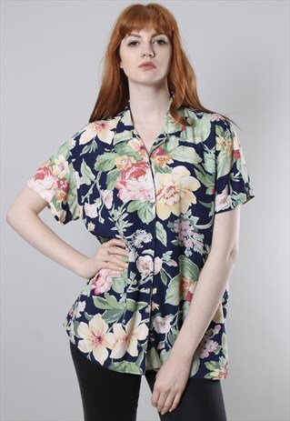 VINTAGE 90S FLORAL PATTERNED SHIRT BLOUSE TOP