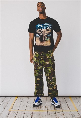 VINTAGE AFRICAN ELEPHANT T-SHIRT MENS FESTIVAL WEAR
