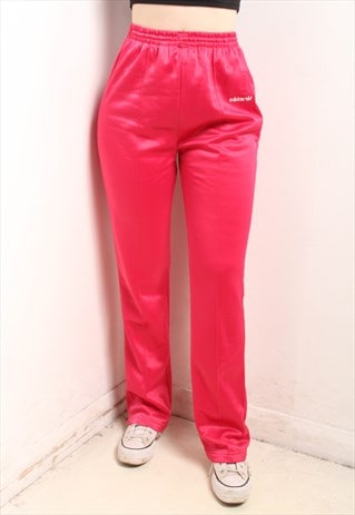 VINTAGE ADIDAS 80S WOMENS JOGGING BOTTOMS JOGGERS PINK