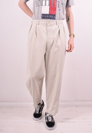 POLO RALPH LAUREN MENS VINTAGE TROUSERS W36 L27 BEIGE 90S