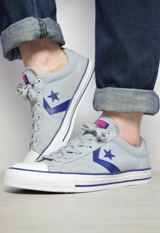 VINTAGE 90S CONVERSE GREY & NAVY OX SHOES SNEAKERS GRUNGE