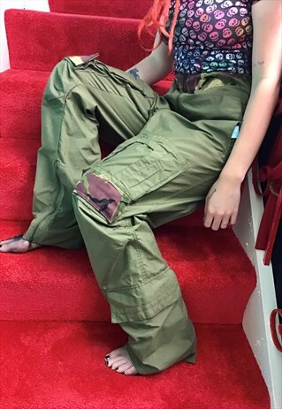 REWORKED AVIATION SUIT 90S ALTERNATIVE UTILITY TROUSERS