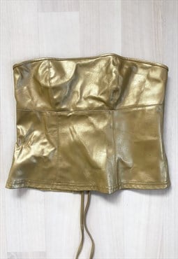 Vintage 90's Gold Faux Leather Top