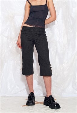 Vintage Y2K Bow Capri Pants in Grey Reworked